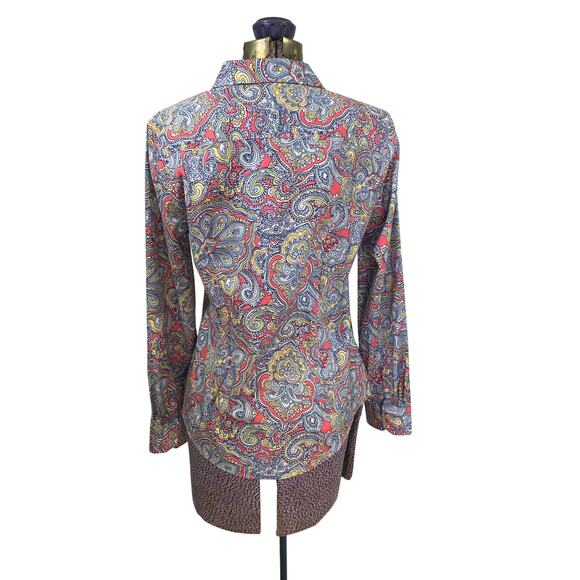 Talbots Cotton Blend Classic Button Front Shirt Floral Paisley Size 10 - Picture 2 of 6
